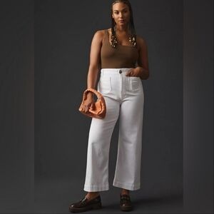 Anthropologie The Colette Cropped Wide Leg Jeans By Maeve In White 16W